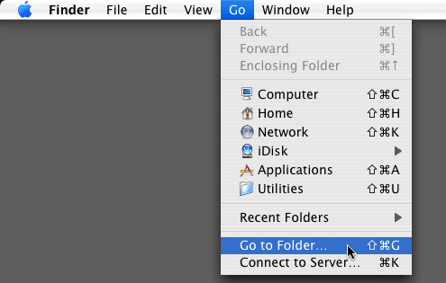 Finder > Go > Go to Folder...